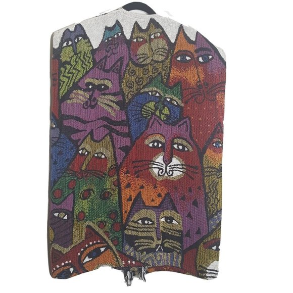 Vintage Nita Originals Cat Print Maxi Vest Sweater Bohemian Hippie Art LG- XLg - Picture 2 of 9